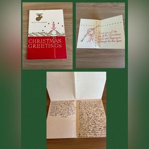 WW2 WWII United States Marines Christmas Greetings Card Handwritten Letter 1940s